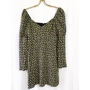 Row A puffed sleeve floral mini dress